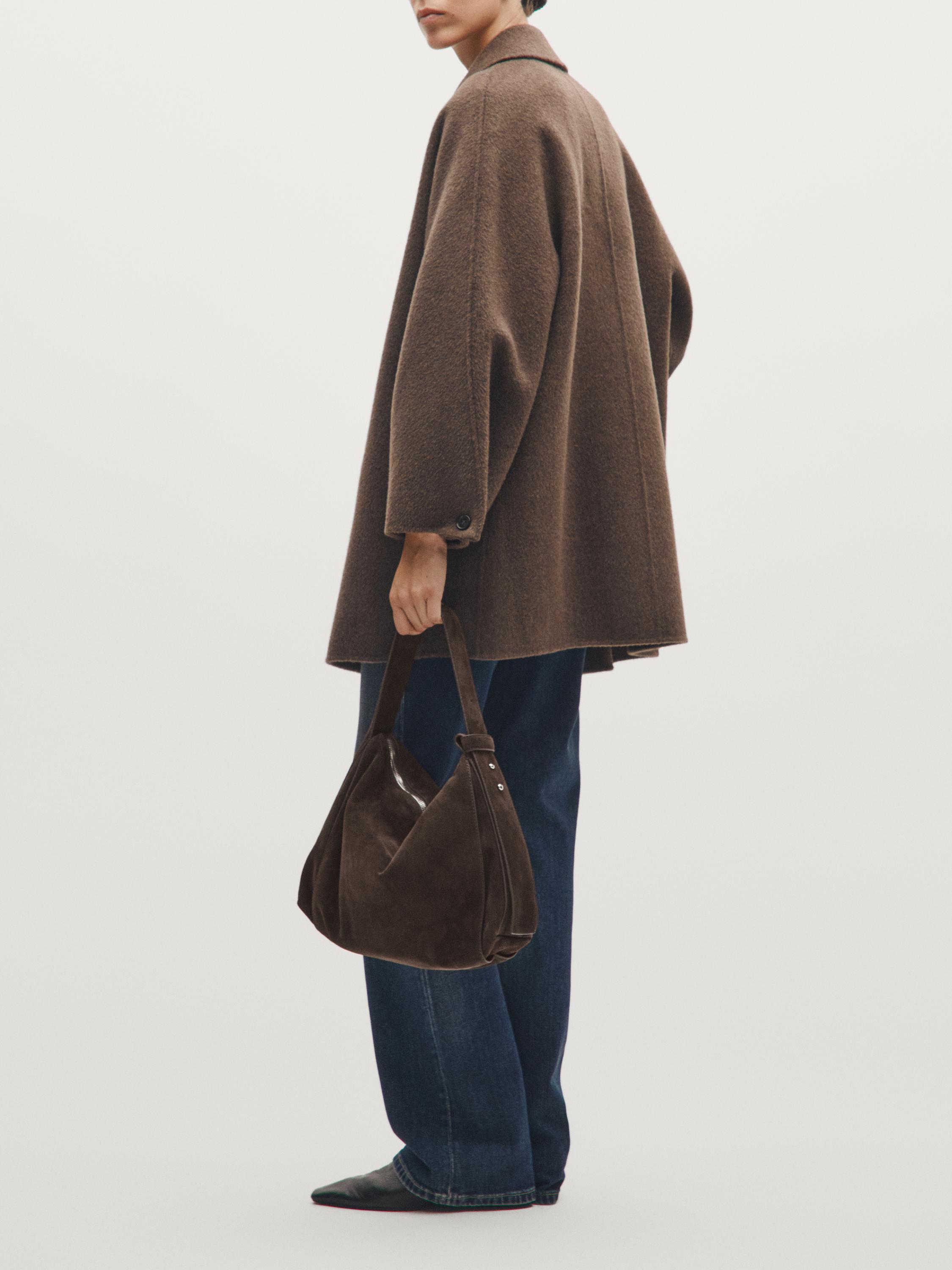 Large split leather shoulder bag